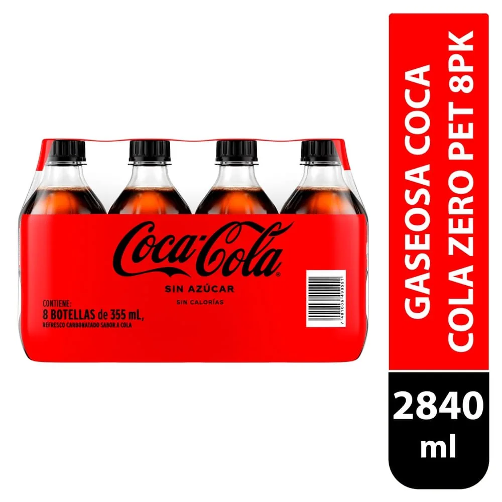 Bebida Gaseosa Coca Cola zero 8 pack – 2840 ml