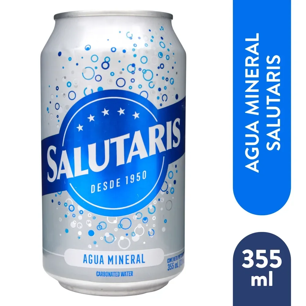 Agua mineral Salutaris bebida carbonatada en lata – 355 ml