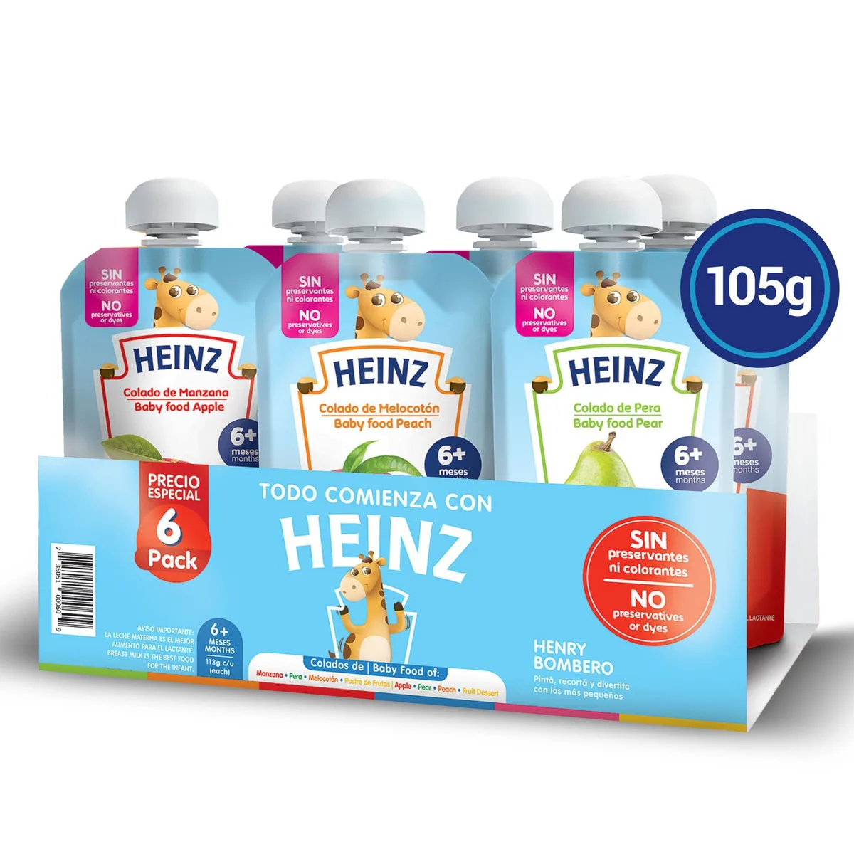 Colado para bebé Heinz doy pack surtido 6 Pack – 630 g