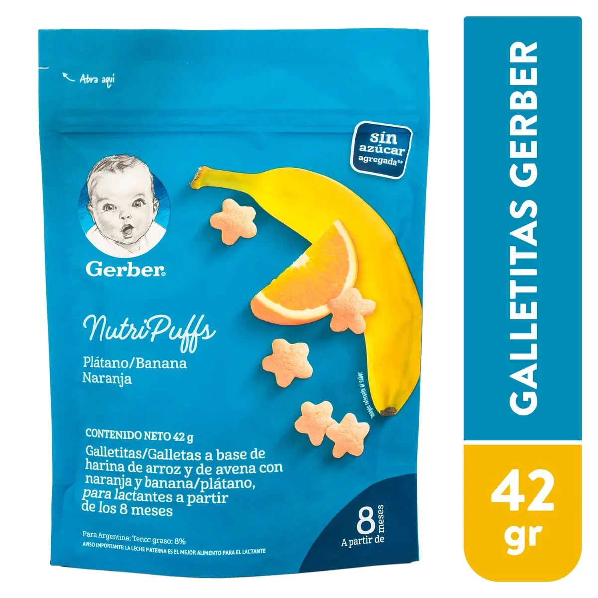 Galletitas Gerber NutriPuffs Banano Naranja Bolsa – 42 g