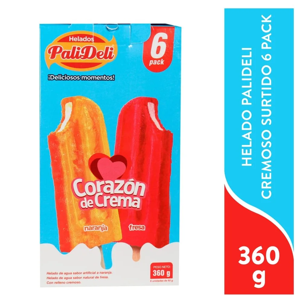 Helados Palideli corazón de crema 6 Pack – 360 g