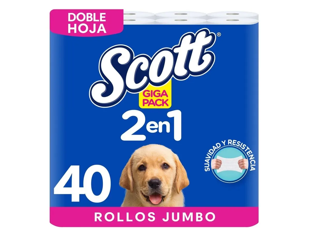 Papel Higiénico Scott 2 en 1 Doble Hoja – 40 rollos